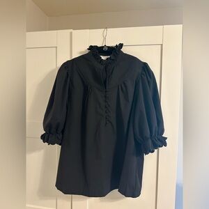 Elegant Black Ruffled Women's Top